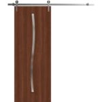 Modern Barn Door | BASIC 3002 Walnut | 6.6FT Silver Rail Track Heavy Hardware Set | Solid Panel Interior Doors