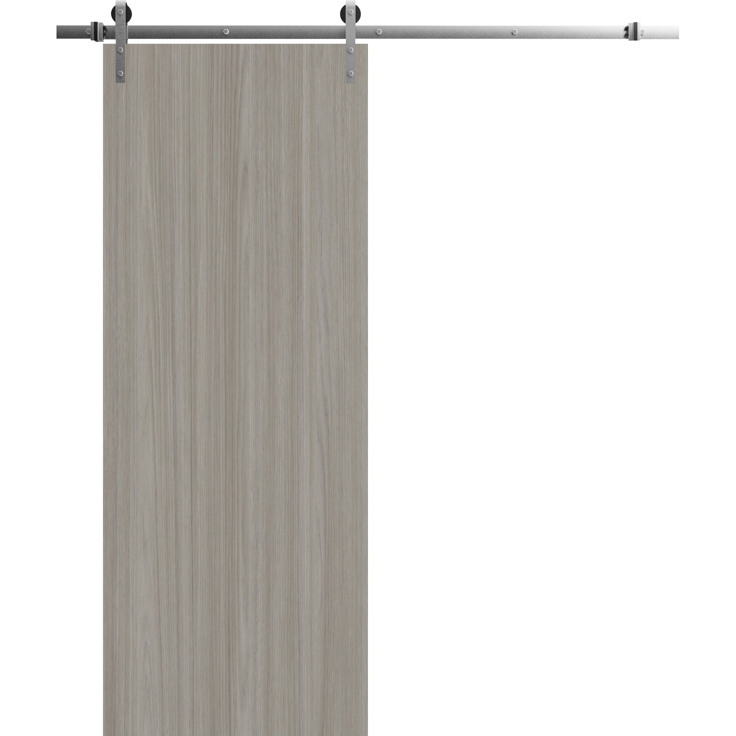 barn_silver_746eea29-6172-488c-9fd1-27c4e8c10aa5_zd5tbzc9frh2jicl Modern Barn Door | BASIC 3001 Oak | 6.6FT Silver Rail Track Heavy Hardware Set | Solid Panel Interior Doors - Image 1