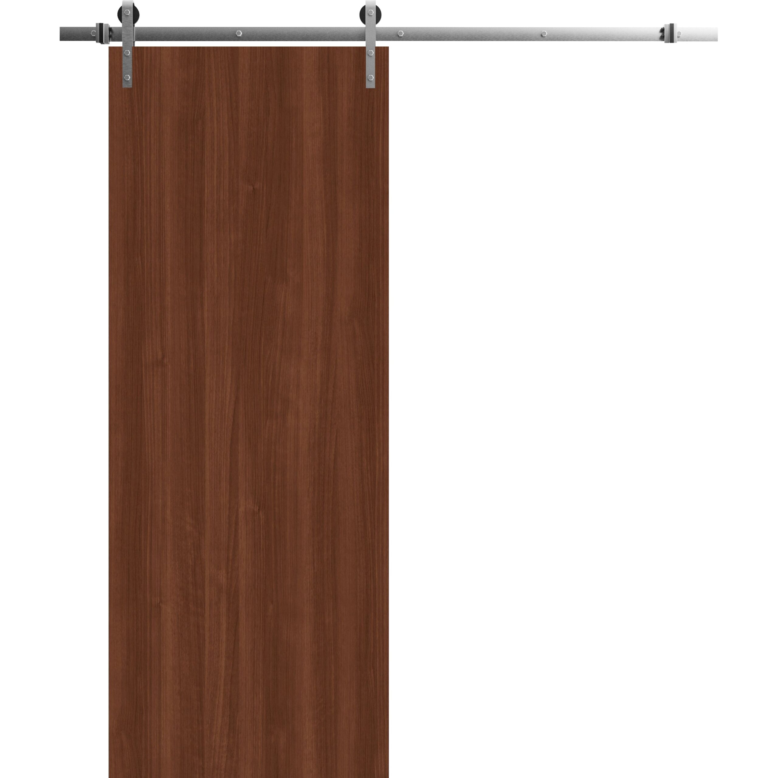 barn_silver_gq6pee5a4rjvsisq Modern Barn Door | BASIC 3001 Walnut | 6.6FT Silver Rail Track Heavy Hardware Set | Solid Panel Interior Doors - Image 1