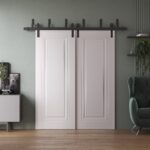 Sliding Closet Barn Bypass Doors | BASIC 9111 White | 6.6ft Rails Hardware Set | Wood Solid Bedroom Wardrobe Doors - Image 2
