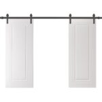 Double Barn Door | BASIC 9111 White | 13FT Rail Track Set | Solid Panel Interior Doors