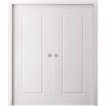 Sliding Double Pocket Doors | BASIC 9111 White | Kit Rail Hardware | Solid Wood Interior Bedroom Doors