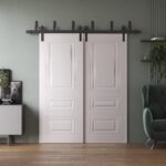 Sliding Closet Barn Bypass Doors | BASIC 9233 White | 6.6ft Rails Hardware Set | Wood Solid Bedroom Wardrobe Doors - Image 2