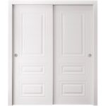 Sliding Closet Bypass Doors | BASIC 9233 White | Rails Hardware Set | Wood Solid Bedroom Wardrobe Doors