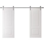 Double Barn Door | BASIC 9422 White | 13FT Silver Rail Track Set | Solid Panel Interior Doors