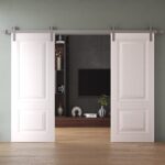 Double Barn Door | BASIC 9422 White | 13FT Silver Rail Track Set | Solid Panel Interior Doors - Image 2
