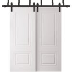Sliding Closet Barn Bypass Doors | BASIC 9772 White | 6.6ft Rails Hardware Set | Wood Solid Bedroom Wardrobe Doors