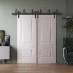 Sliding Closet Barn Bypass Doors | BASIC 9772 White | 6.6ft Rails Hardware Set | Wood Solid Bedroom Wardrobe Doors - Image 2