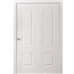 Sliding Closet Bi-fold Doors | BASIC 9772 White | Sturdy Tracks Moldings Trims Hardware Set | Wood Solid Bedroom Wardrobe Doors