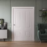 Sliding Closet Bi-fold Doors | BASIC 9772 White | Sturdy Tracks Moldings Trims Hardware Set | Wood Solid Bedroom Wardrobe Doors - Image 2