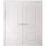 Interior Double Doors | BASIC 9772 White | Wood Interior Solid Panel Frame | Closet Bedroom Doors