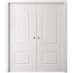 Sliding Double Pocket Doors | BASIC 9772 White | Kit Rail Hardware | Solid Wood Interior Bedroom Doors
