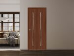 Sliding Closet Bi-fold Doors | BASIC 3002 Walnut | Sturdy Tracks Moldings Trims Hardware Set | Wood Solid Bedroom Wardrobe Doors - Image 2