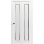 Sliding Closet Bi-fold Doors | Planum 0888 Painted White with Frosted Glass | Sturdy Tracks Moldings Trims Hardware Set | Wood Solid Bedroom Wardrobe Doors - Image 5