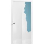 Sliding Closet Bi-fold Doors | Planum 0010 Primed | Sturdy Tracks Moldings Trims Hardware Set | Wood Solid Bedroom Wardrobe Doors
