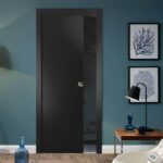 Sliding Pocket Door with Frames | Planum 0010 Matte Black | Kit Trims Rail Hardware | Solid Wood Interior Bedroom Bathroom Closet Sturdy Doors - Image 2