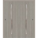 Sliding Closet Bypass Doors | BASIC 3002 Oak | Rails Hardware Set | Wood Solid Bedroom Wardrobe Doors