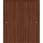Sliding Closet Bypass Doors | BASIC 3001 Walnut | Rails Hardware Set | Wood Solid Bedroom Wardrobe Doors