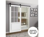 Sturdy Barn Door | Felicia 3599 White Silk with Clear Glass | 6.6FT Rail Hangers Heavy Hardware Set | Solid Panel Interior Doors - Image 2