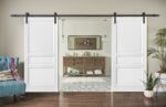 Sliding Double Barn Doors with Hardware | Lucia 31 White Silk | 13FT Rail Hangers Sturdy Set | Pantry Kitchen 3-Panel Wooden Solid Panel Interior Hall Bedroom Bathroom Door - Image 2