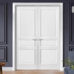 French Double Panel Solid Doors with Hardware | Lucia 31 White Silk | Panel Frame Trims | Bathroom Bedroom Interior Sturdy Door - Image 2