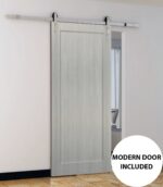 Sliding Barn Door with 6.6ft Hardware | Quadro 4111 Ginger Ash | Rail Hangers Sturdy Silver Set | Wooden Solid Panel Interior Doors - Image 2