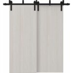 Sliding Closet Barn Bypass Doors | BASIC 3001 Ash | Modern 6.6ft Rails Hardware Set | Wood Solid Bedroom Wardrobe Doors