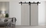 Sliding Closet Barn Bypass Doors | BASIC 3001 Ash | Modern 6.6ft Rails Hardware Set | Wood Solid Bedroom Wardrobe Doors - Image 2
