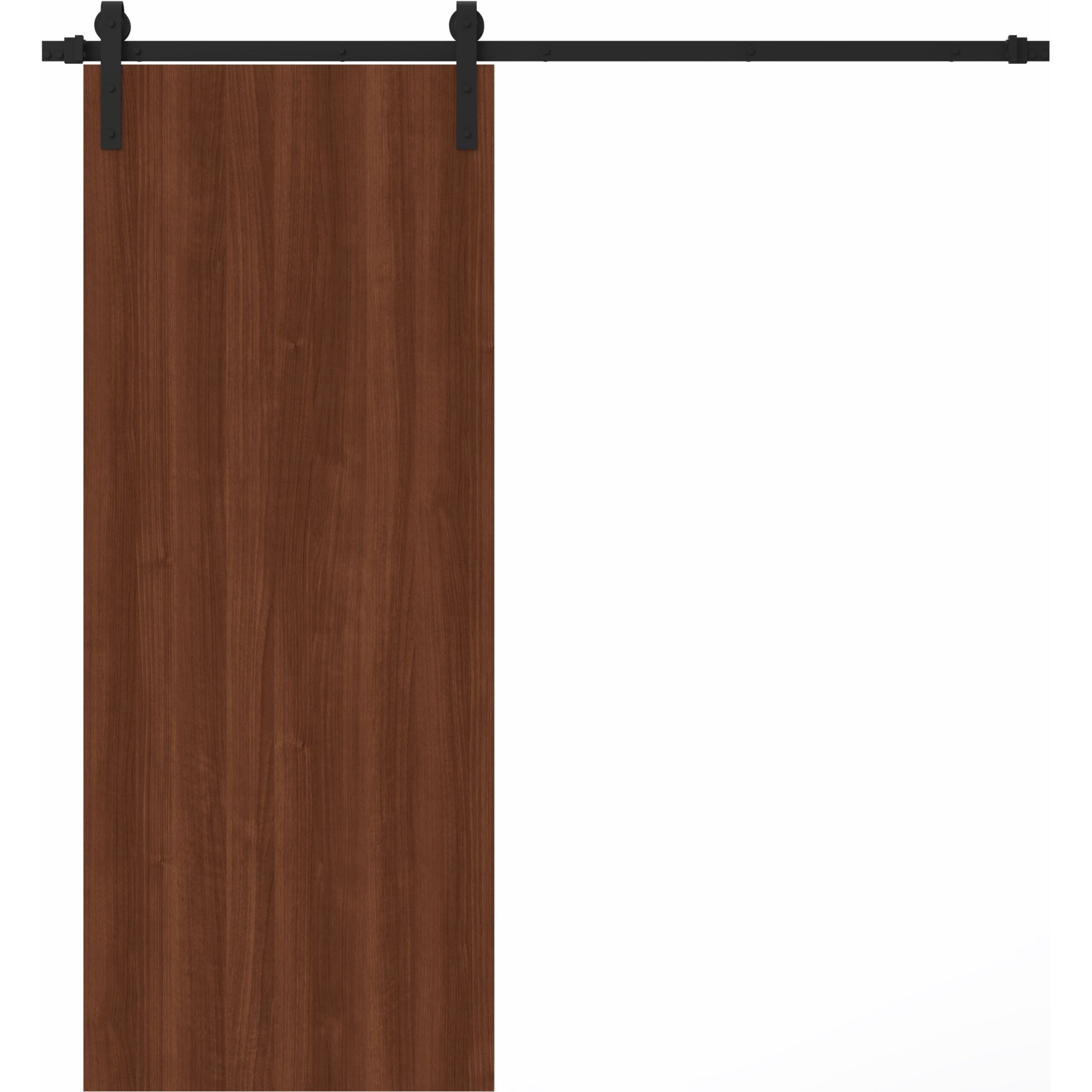 door_3.0_nut_single_ttlre2ui0ytlcu87 Modern Barn Door | BASIC 3001 Walnut | 6.6FT Rail Track Heavy Hardware Set | Solid Panel Interior Doors - Image 1