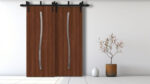 Sliding Closet Barn Bypass Doors | BASIC 3002 Walnut | Modern 6.6ft Rails Hardware Set | Wood Solid Bedroom Wardrobe Doors - Image 2