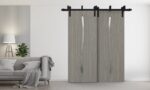 Sliding Closet Barn Bypass Doors | BASIC 3002 Oak | Modern 6.6ft Rails Hardware Set | Wood Solid Bedroom Wardrobe Doors - Image 2