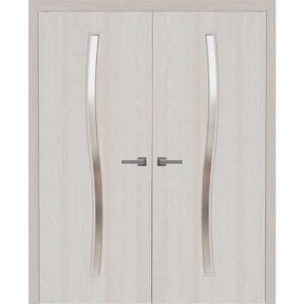 Interior Solid French Double Doors | BASIC 3002 Ash | Wood Interior Solid Panel Frame | Closet Bedroom Modern Doors