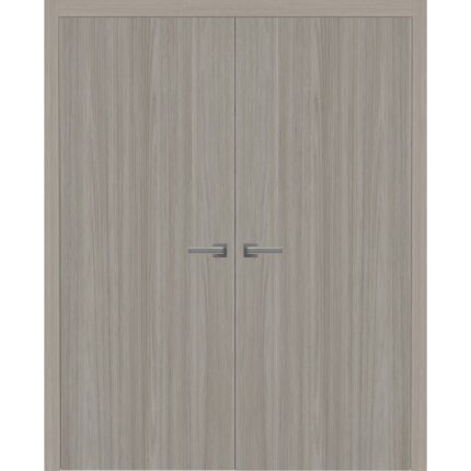 Interior Solid French Double Doors | BASIC 3001 Oak | Wood Interior Solid Panel Frame | Closet Bedroom Modern Doors