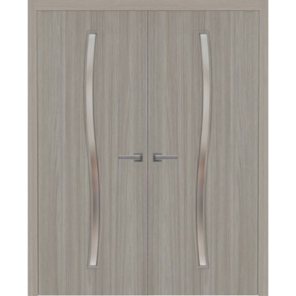 Interior Solid French Double Doors | BASIC 3002 Oak | Wood Interior Solid Panel Frame | Closet Bedroom Modern Doors