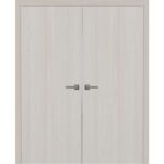 Interior Solid French Double Doors | BASIC 3001 Ash | Wood Interior Solid Panel Frame | Closet Bedroom Modern Doors