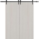 Modern Double Barn Door | BASIC 3001 Ash | 13FT Rail Track Set | Solid Panel Interior Doors