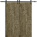 Modern Double Barn Door | BASIC 3001 Antique Oak | 13FT Rail Track Set | Solid Panel Interior Doors