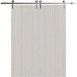 Modern Double Barn Door | BASIC 3001 Ash | 13FT Silver Rail Track Set | Solid Panel Interior Doors