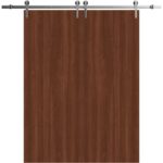 Modern Double Barn Door | BASIC 3001 Walnut | 13FT Silver Rail Track Set | Solid Panel Interior Doors