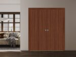 Sliding Closet Double Bi-fold Doors | BASIC 3001 Walnut | Sturdy Tracks Moldings Trims Hardware Set | Wood Solid Bedroom Wardrobe Doors - Image 2