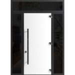 Front Exterior Prehung Steel Door / Dekton 0118 Natural Noir 96” / 2 Side and Top Exterior Window Sidelite / Entry Metal Modern Painted - Image 2
