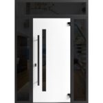 Front Exterior Prehung Steel Door / Dekton 0163 Ardesia Nero / 2 Side and Top Exterior Window Sidelite / Entry Metal Modern Painted - Image 2