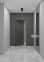 Invisible Solid Hidden Door with Handle | Planum 0010 Pietra with Black Hidden Frame Left-hand Inswing Black Frame | Concealed Hinges Lock Handle | Modern Frameless Doors - Image 2