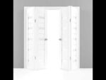 Sliding Closet Double Bi-fold Doors | Quadro 4445 Nordic White with Frosted Glass | Sturdy Tracks Moldings Trims Hardware Set | Wood Solid Bedroom Wardrobe Doors - Image 5