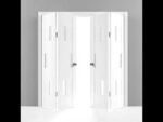 Sliding Closet Double Bi-fold Doors | Sete 6933 Nebraska Grey with Frosted Glass | Sturdy Tracks Moldings Trims Hardware Set | Wood Solid Bedroom Wardrobe Doors - Image 5
