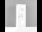 Solid French Door Frosted Glass | Sete 6933 Nordic White | Single Regular Panel Frame Trims Handle | Bathroom Bedroom Sturdy Doors - Image 5