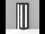 Sliding Closet Bi-fold Doors | Lucia 2166 Matte Black with Clear Glass | Sturdy Tracks Moldings Trims Hardware Set | Wood Solid Bedroom Wardrobe Doors - Image 2