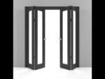 Sliding Closet Double Bi-fold Doors | Lucia 2166 Matte Black with Clear Glass | Sturdy Tracks Moldings Trims Hardware Set | Wood Solid Bedroom Wardrobe Doors - Image 2