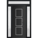 Front Exterior Prehung Metal - PlasticDoor | Manux 8661 Matte Black | 2 Side and Top Sidelite Transom | Office Commercial and Residential Doors Entrance Patio Garage