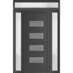 Front Exterior Prehung Metal - PlasticDoor | Manux 8113 Antracite Grey | 2 Side and Top Sidelite Transom | Office Commercial and Residential Doors Entrance Patio Garage